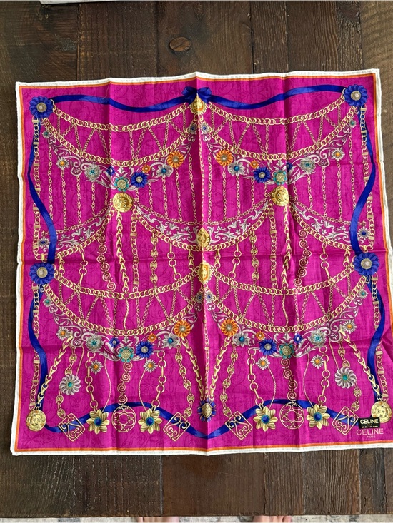Celine Accessories - Vintage CELINE Paris 100% Silk Square Scarf Handkerchief 20” x 20”